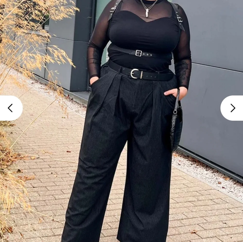 Snag Tights Black Pinstripe Trousers - F1 - Picture 1 of 4